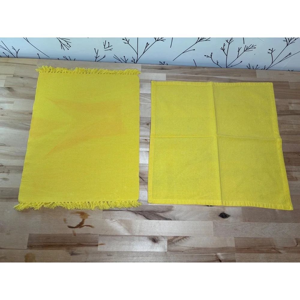 Vintage Colorful Ribbed Placemat and Napkin Set 8pc Neon Pink Green Yellow Red